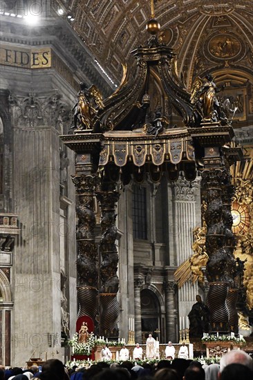 Pope preaches to faithful Christians during Saint Mass in St. Peter's Basilica