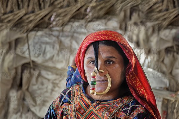 Dhaneta jat woman wearing the Nathli gold nose ring