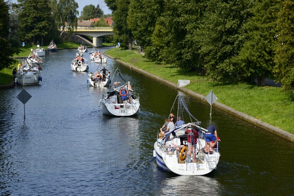 Boats on canal between Lake Kisajno and Lake Niegocin