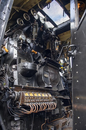 Cab of steam locomotive