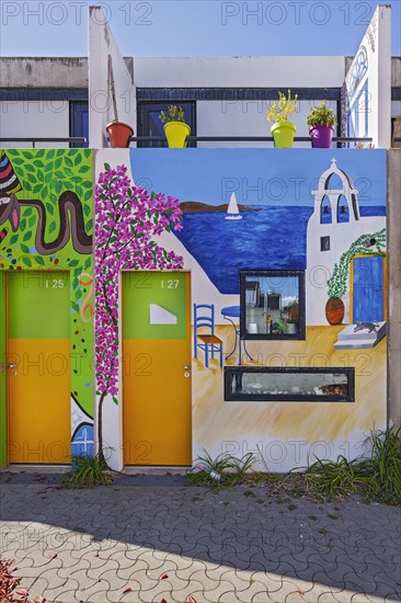 Olympic Village with painting on the bungalows of the student village