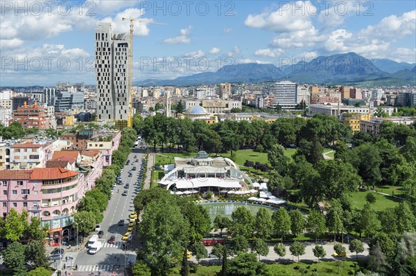 View over the city center of Tirana