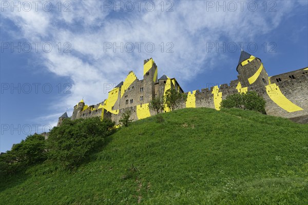 La Cite Castle with illustration by artist Felice Varini