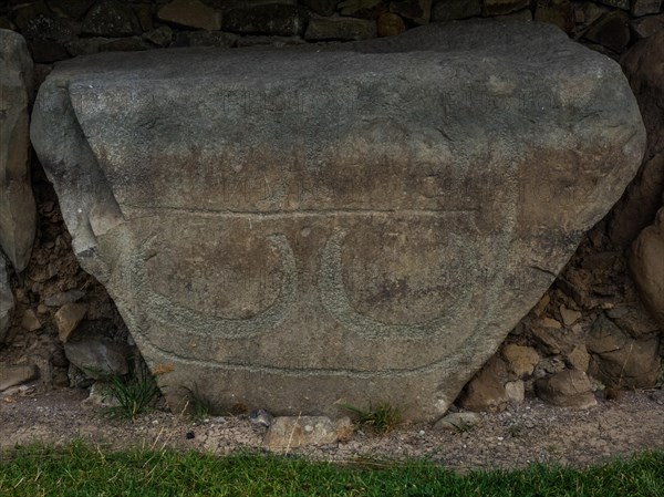 Rock engraving on Neolithic passage grave