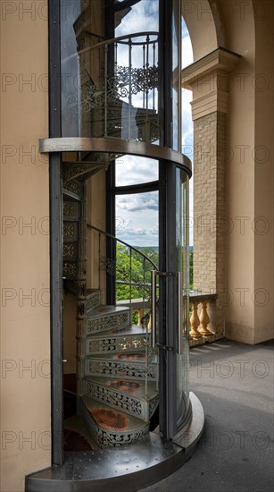 Historic spiral staircase to the upper floor of the Belvedere on the Pfingstberg in Potsdam