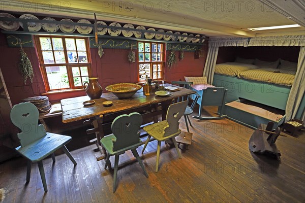 Living room from the 19th century in the Open Air Museum Lehde