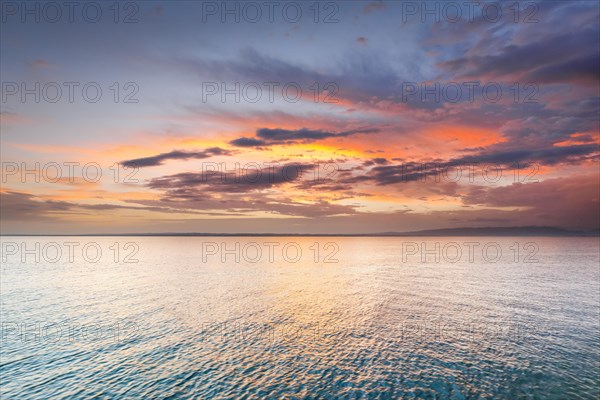 View from Arbon over Lake Constance at colourful sunrise