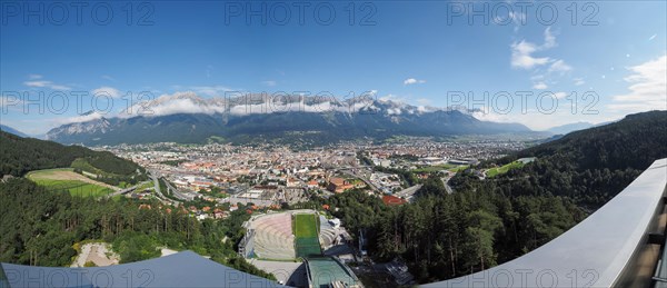 View from the Bergisel ski jump down to the stadium