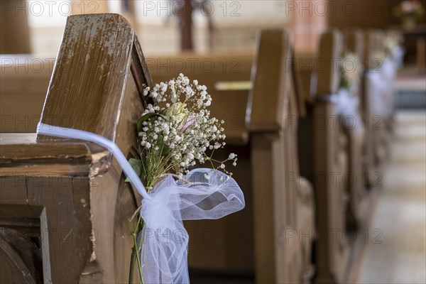 Decorated pews in the Protestant town church