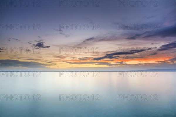 View from Arbon over Lake Constance at colourful sunrise