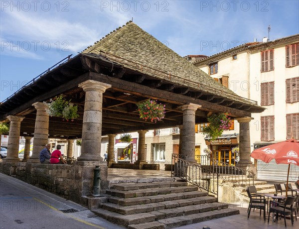 Covered market hall of Langogne village on Stevenson trail