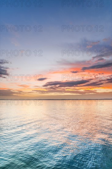 View from Arbon over Lake Constance at colourful sunrise