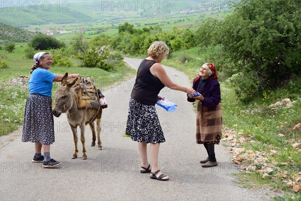 Women with donkeys