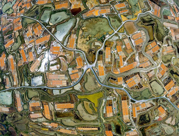 Part of a spherical panorama of an aerial view of the salt marshes