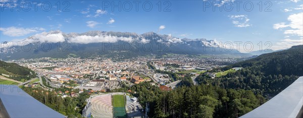 View from the Bergisel ski jump down to the stadium