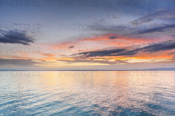 View from Arbon over Lake Constance at colourful sunrise