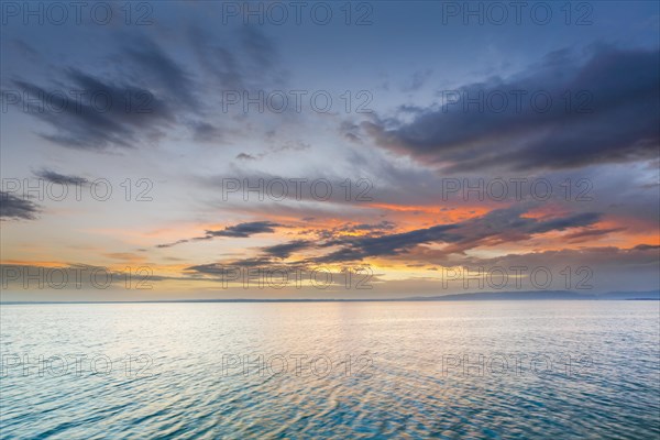 View from Arbon over Lake Constance at colourful sunrise