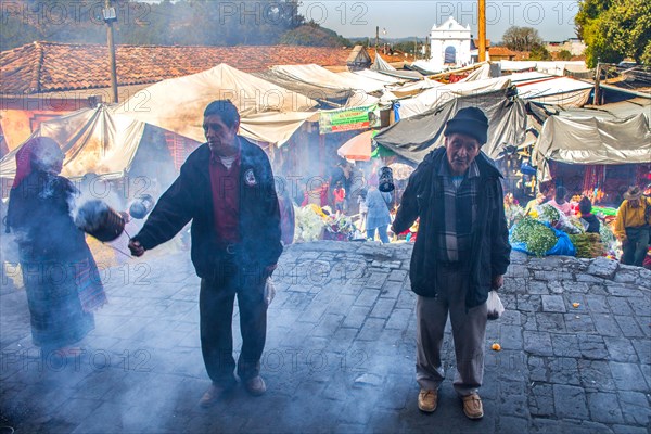 Picturesque rituals of shamans on the steps of Santo Tomas