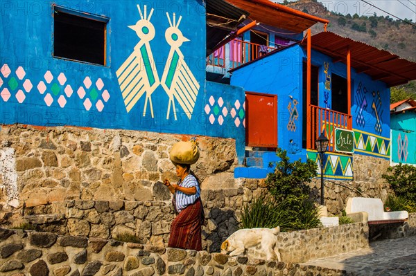 Houses painted with traditional Mayan patterns