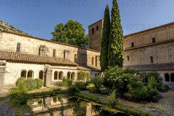 Cloister of The abbey church of Saint-Guilhem-le-Desert labelled Les Plus Beaux Villages de France