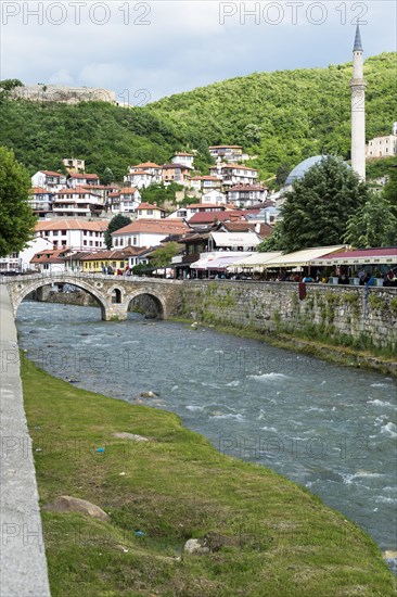 River Bistrica with stone bridge and fortress