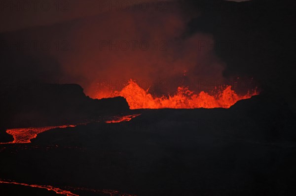 Volcano with bubbling lava