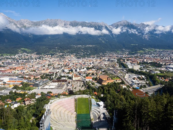 View from the Bergisel ski jump down to the stadium