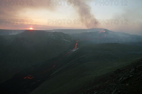 Volcano with lava fountains