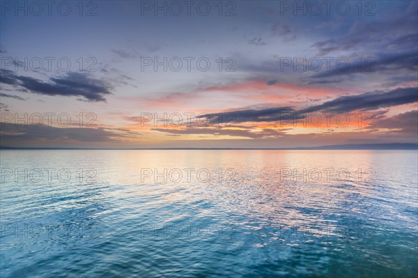 View from Arbon over Lake Constance at colourful sunrise