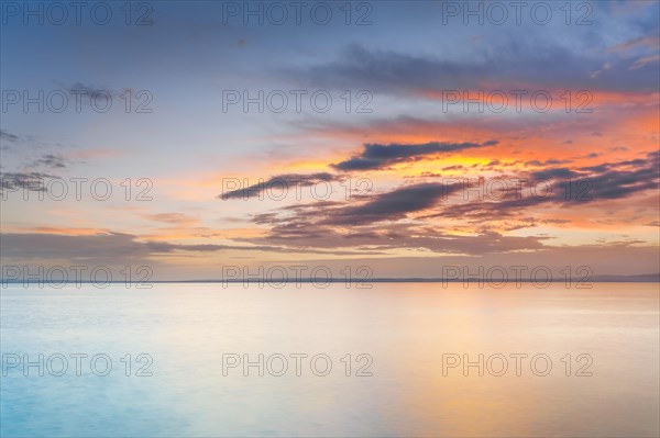View from Arbon over Lake Constance at colourful sunrise