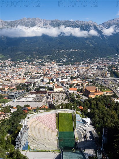 View from the Bergisel ski jump down to the stadium