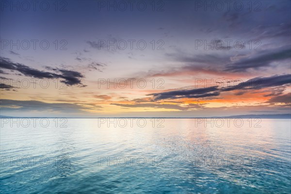 View from Arbon over Lake Constance at colourful sunrise