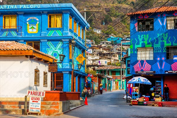 Houses painted with traditional Mayan patterns