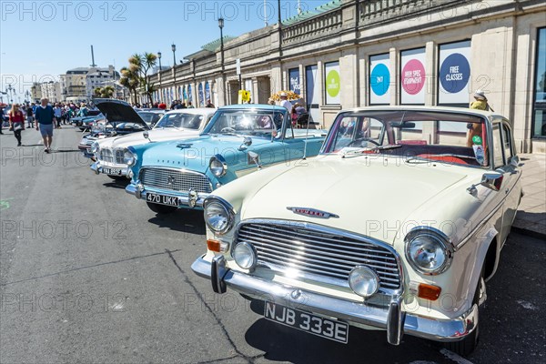 Lined up classic cars