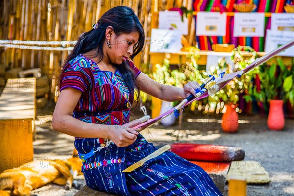 Weaver with haft loom