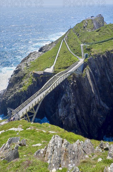 Steep cliffs with suspension bridge