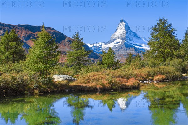 Matterhorn and mountain lake