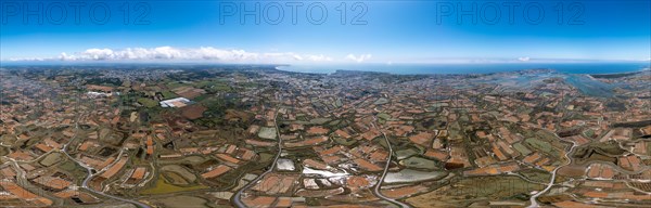 360 degree panoramic aerial view of the salt marshes