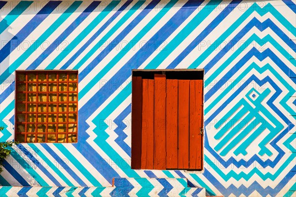 Houses painted with traditional Mayan patterns