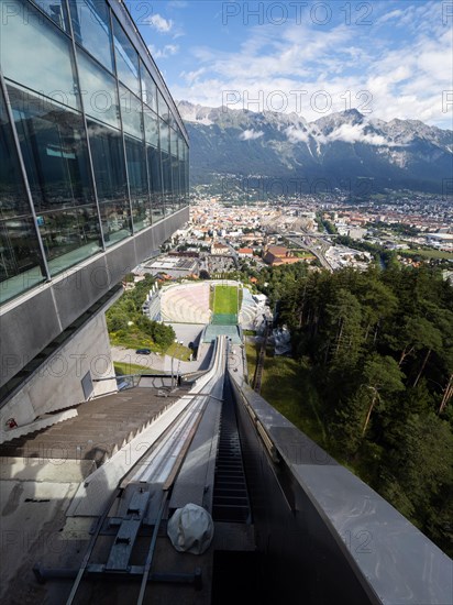 View from the Bergisel ski jump down to the stadium