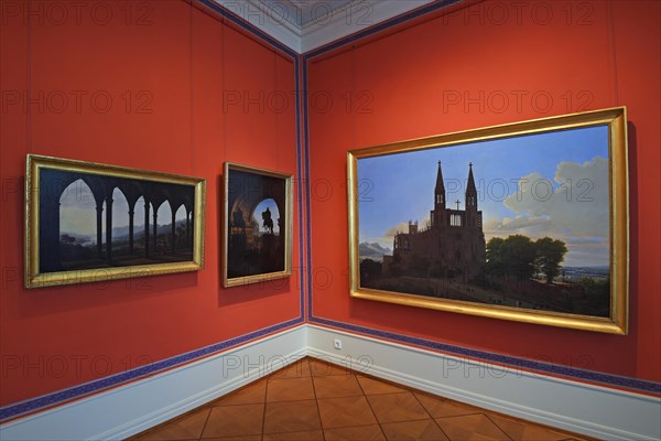 Paintings by Carl Friedrich Schinkel (left wall) and Carl Georg Adolph Hasenpflug (right wall)