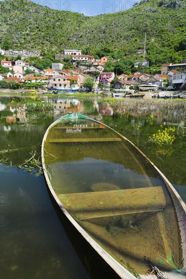 Small village reflected in the water