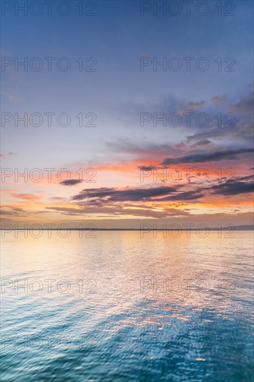 View from Arbon over Lake Constance at colourful sunrise