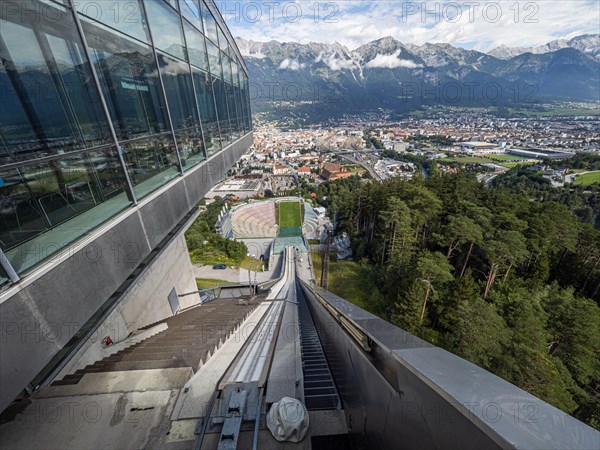 View from the Bergisel ski jump down to the stadium