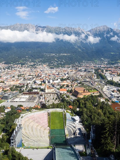 View from the Bergisel ski jump down to the stadium