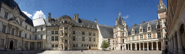 Panoramic view of the three wings of the Chateau de Blois
