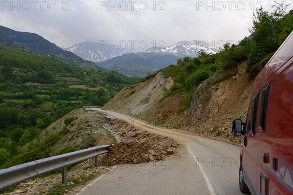 Camper van on defective road