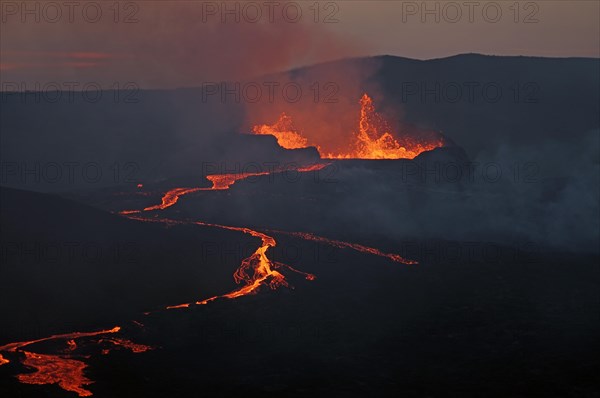 Volcano with lava fountains