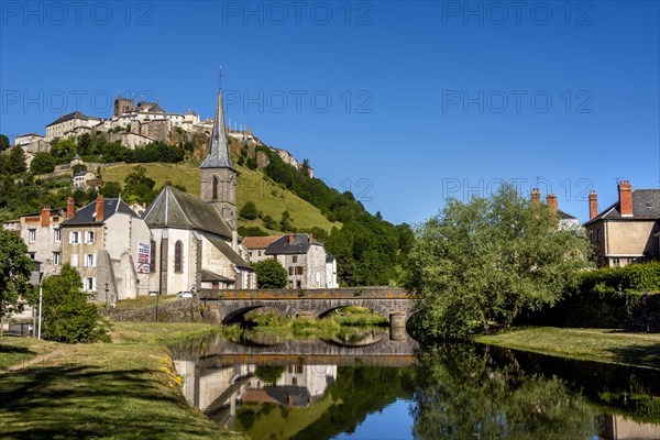 View on the city of Saint Flour and the river Ander