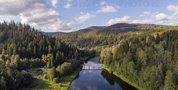 Albstausee with wooden footbridge